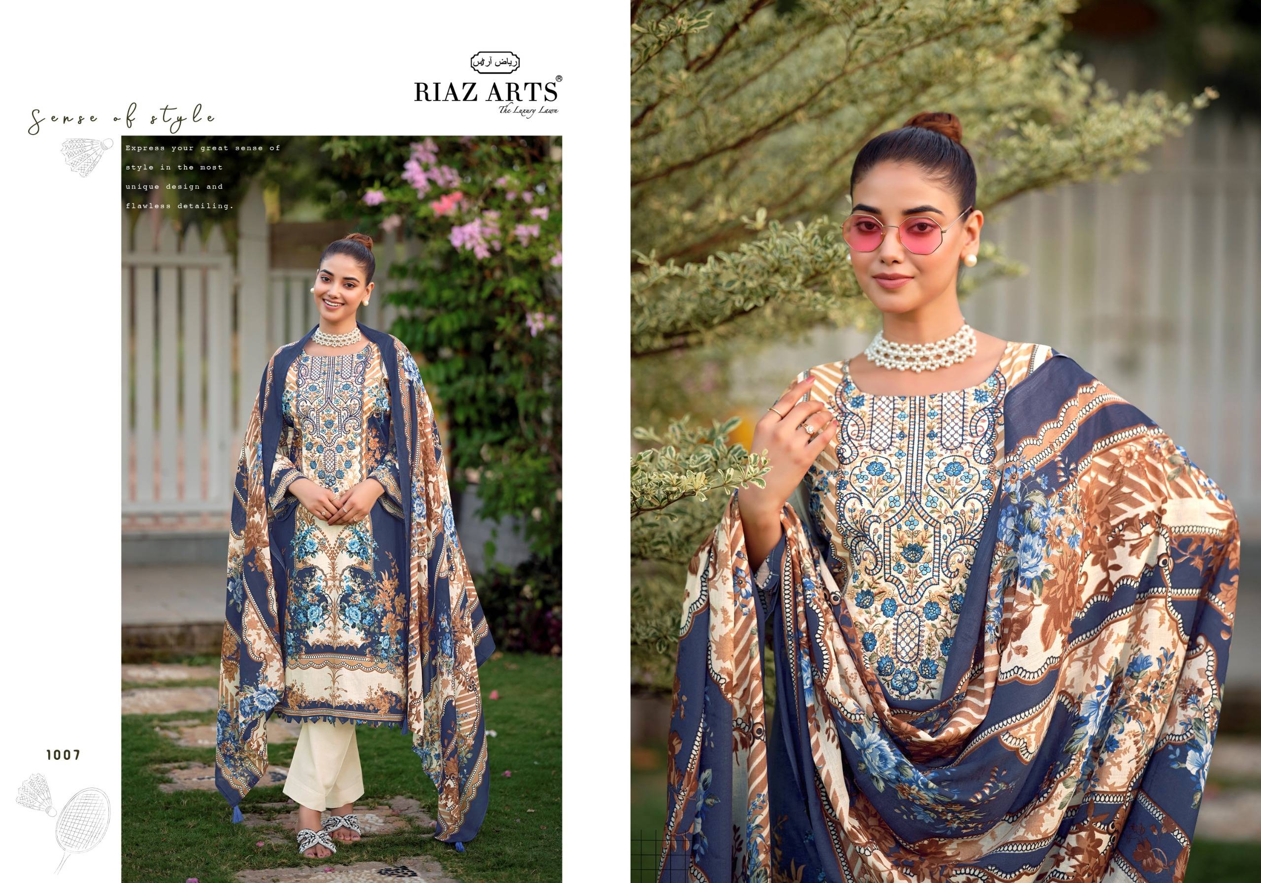 NAYRA VOL-44 By RIAZ ARTS 1001 To 1008 Series Pakistani Suits Ethnic Wear Pure Cotton Dresses At Wholesale